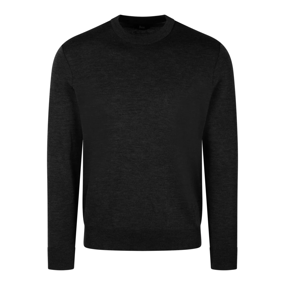 Herno Puur wollen crew-neck sweater Fw24 Black Heren