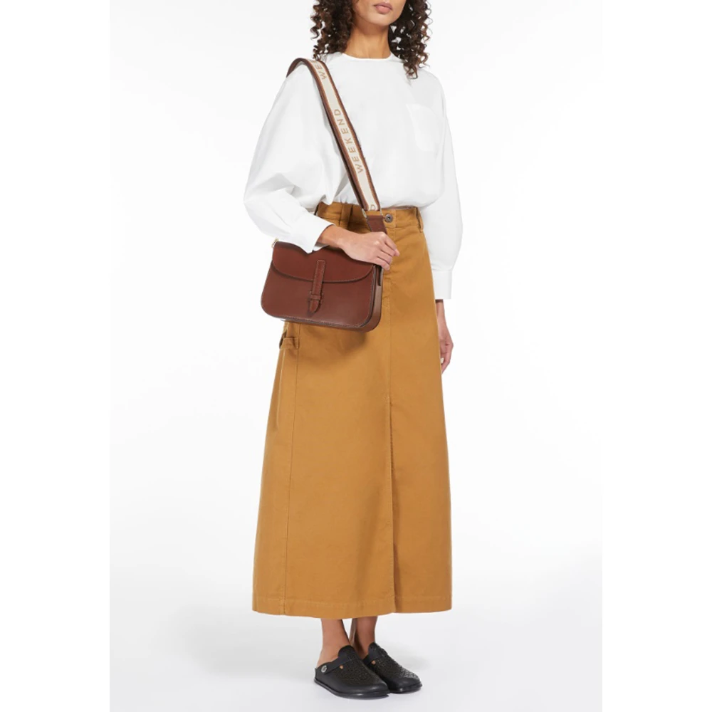 Max Mara Weekend Schoudertas van plantaardig gelooid leer Brown Dames