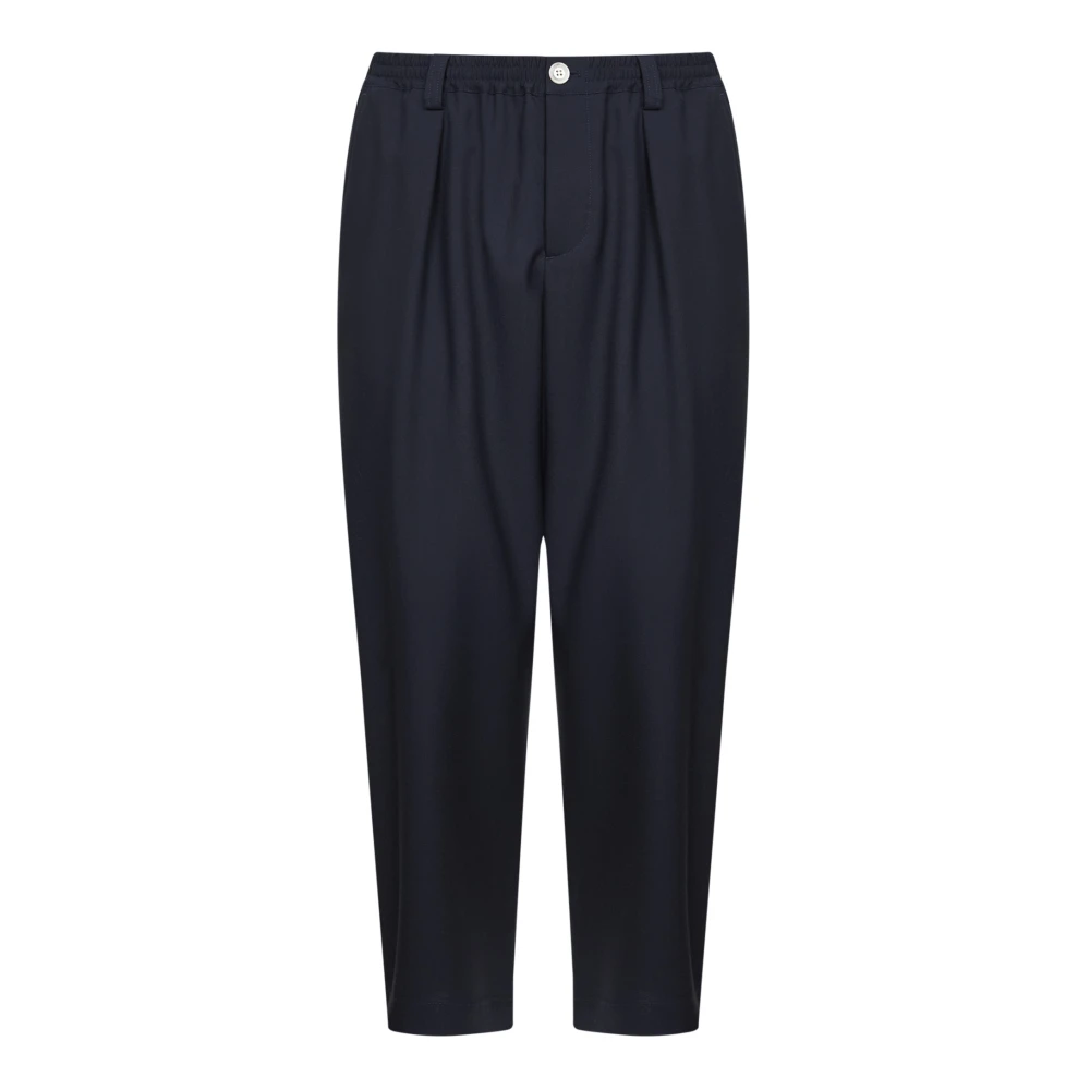 Marni Mannelijk Blauw Tropical Wool Cropped Trousers