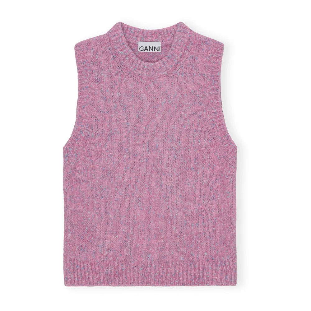 Ganni Rose Violet Alpaca Vest Pink Dames