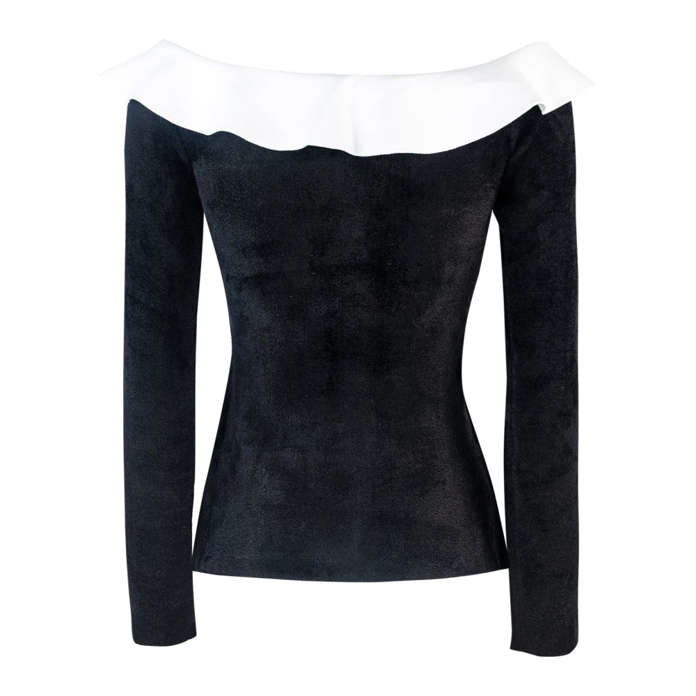 Self Portrait Zwarte knoopversierde top Black Dames
