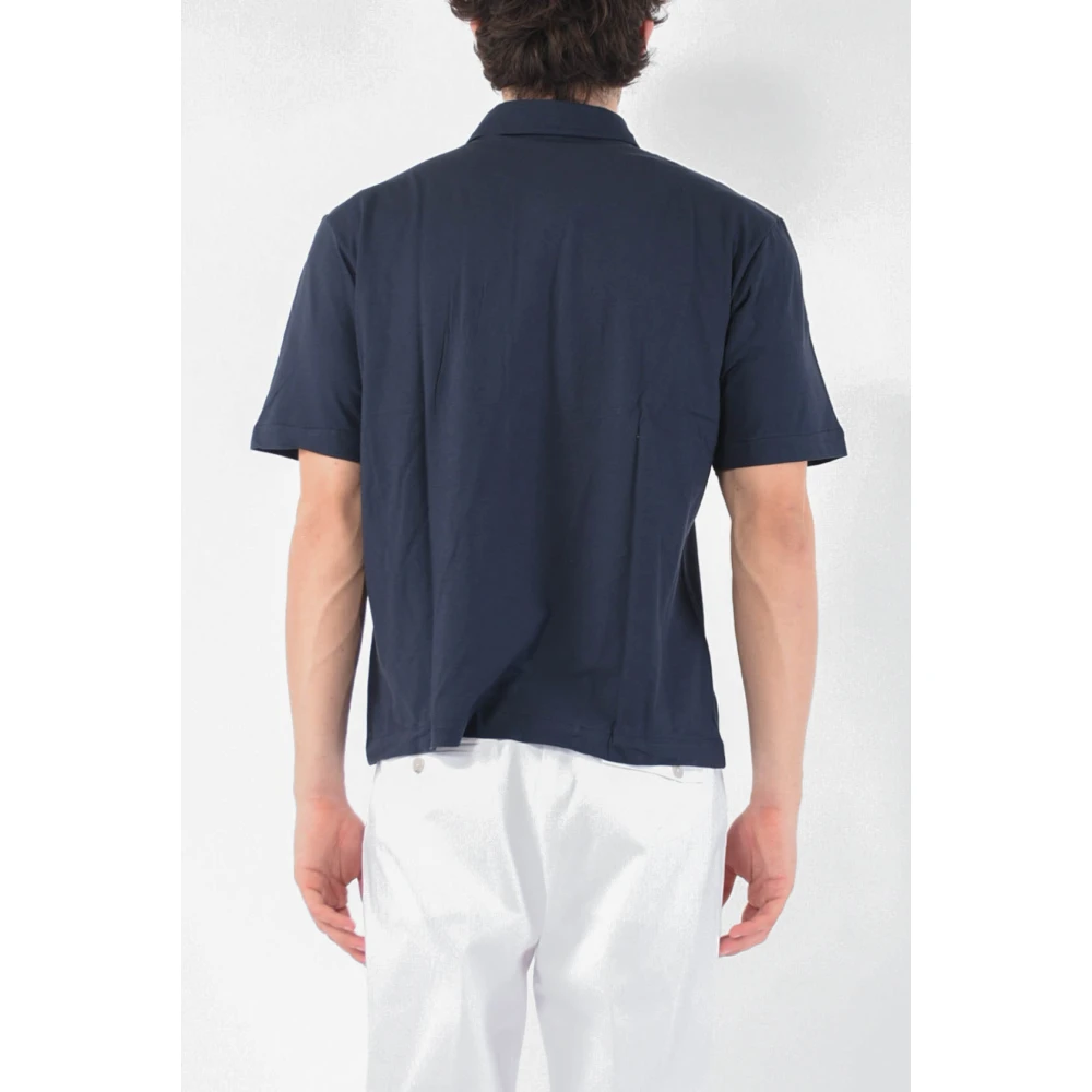 Paolo Pecora Jersey Shirt met Voorknoppen Blue Heren