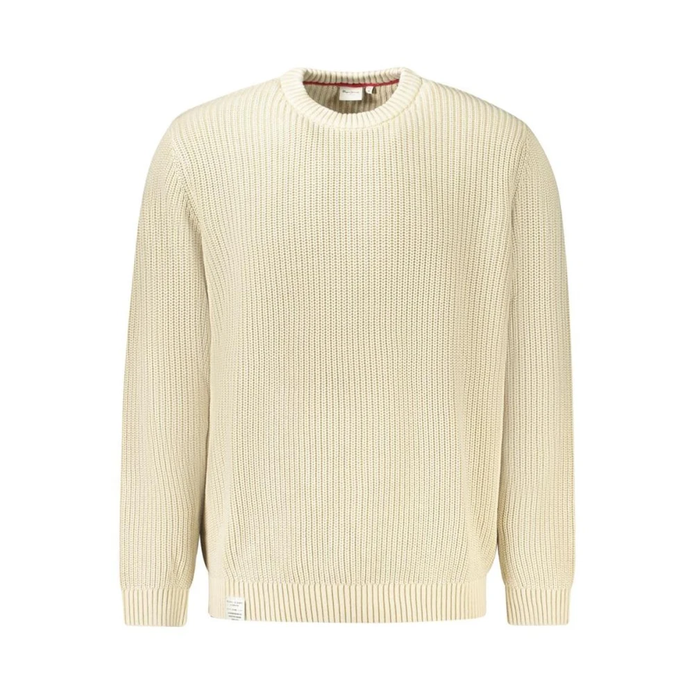 Pepe Jeans Men's Beige Round-Neck Knitwear, Xl, Cotton Crew Neck Jumper