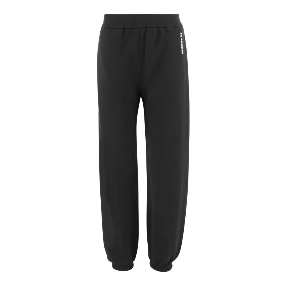 Jil Sander Donna Nero - Pantaloni In Cotone Con Logo - Trousers - Xs