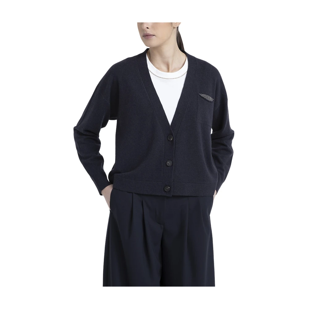 PESERICO Wol zijde en kasjmier gebreide jurk Blue Dames