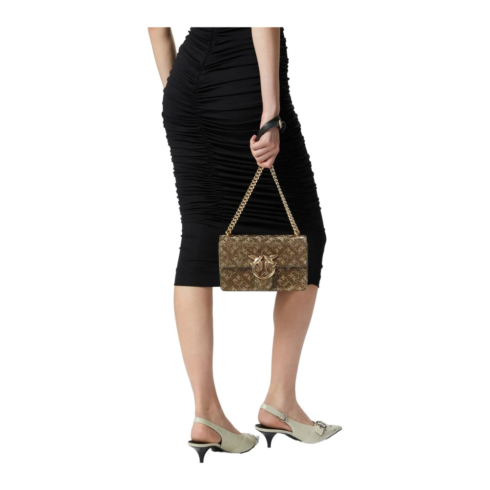 pinko Leren Handtas Brown Dames