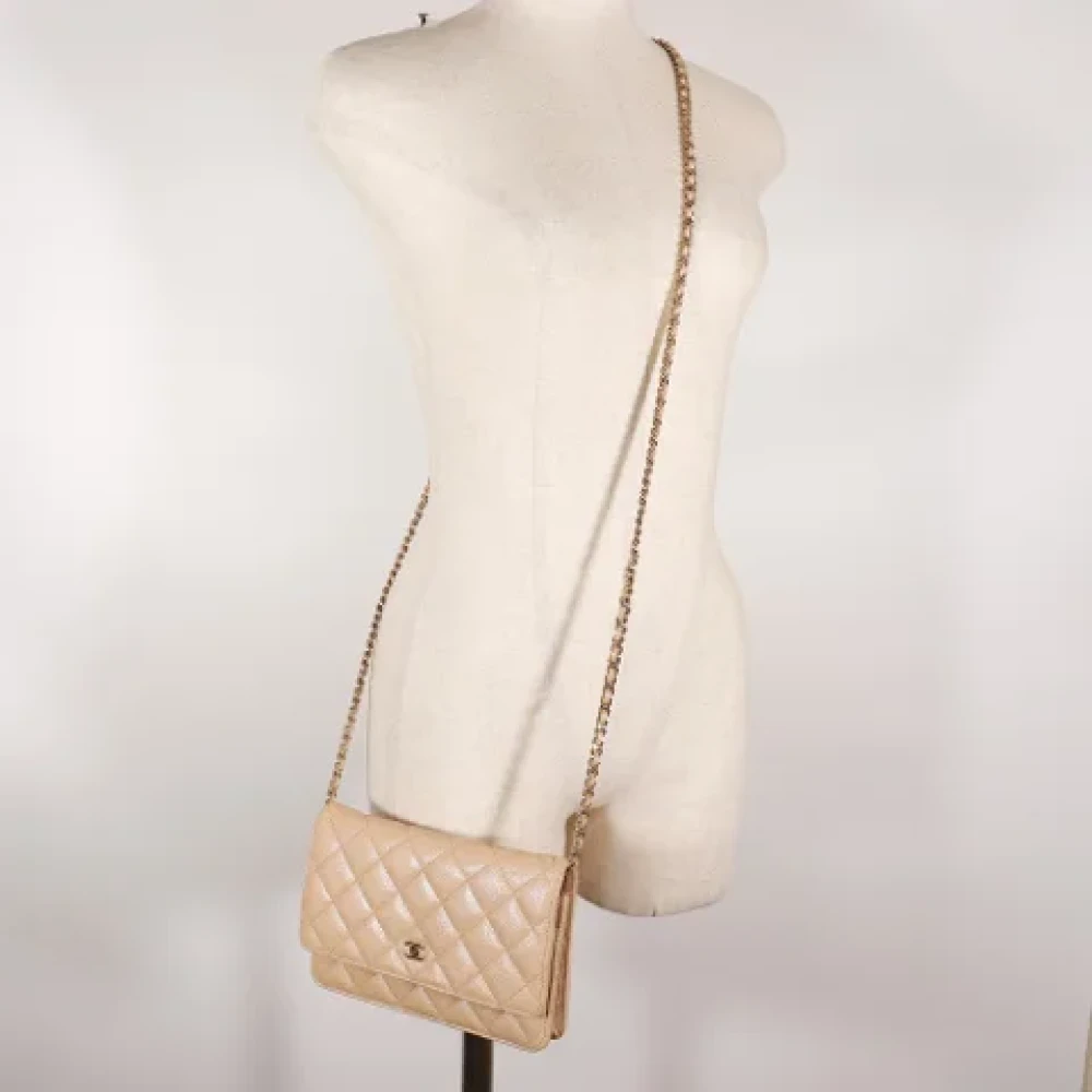 Chanel Vintage Pre-owned Leather chanel-bags Beige Dames