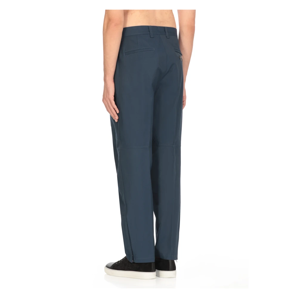 Lanvin Blauwe Katoenmix Broek met Rits Blue Heren