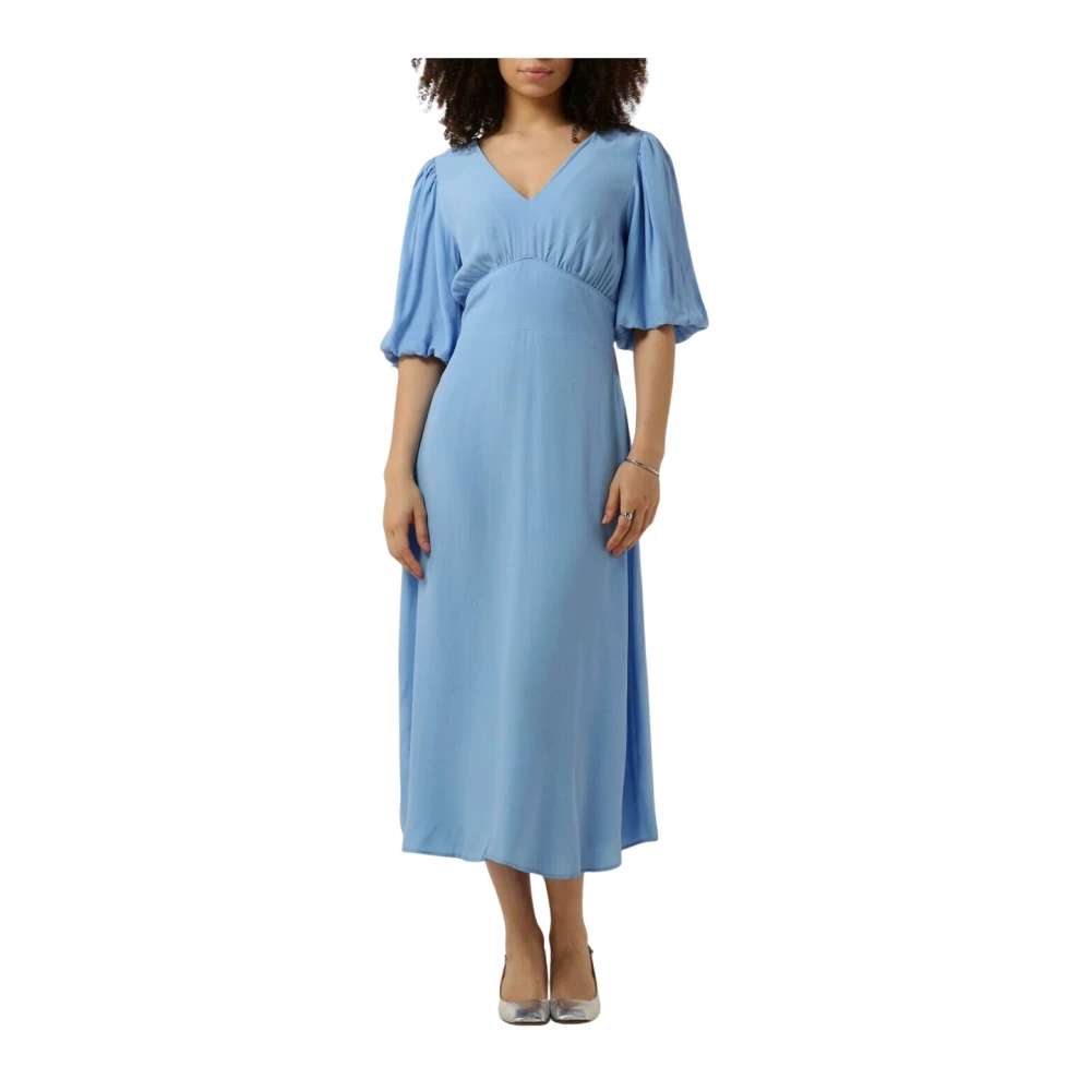 Pom Amsterdam Mediterrane Blauwe Midi Jurk Blue Dames