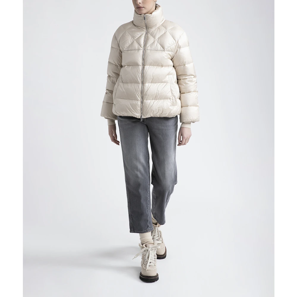 PESERICO Korte ganzendonsjas in ultralichte nylon Beige Dames