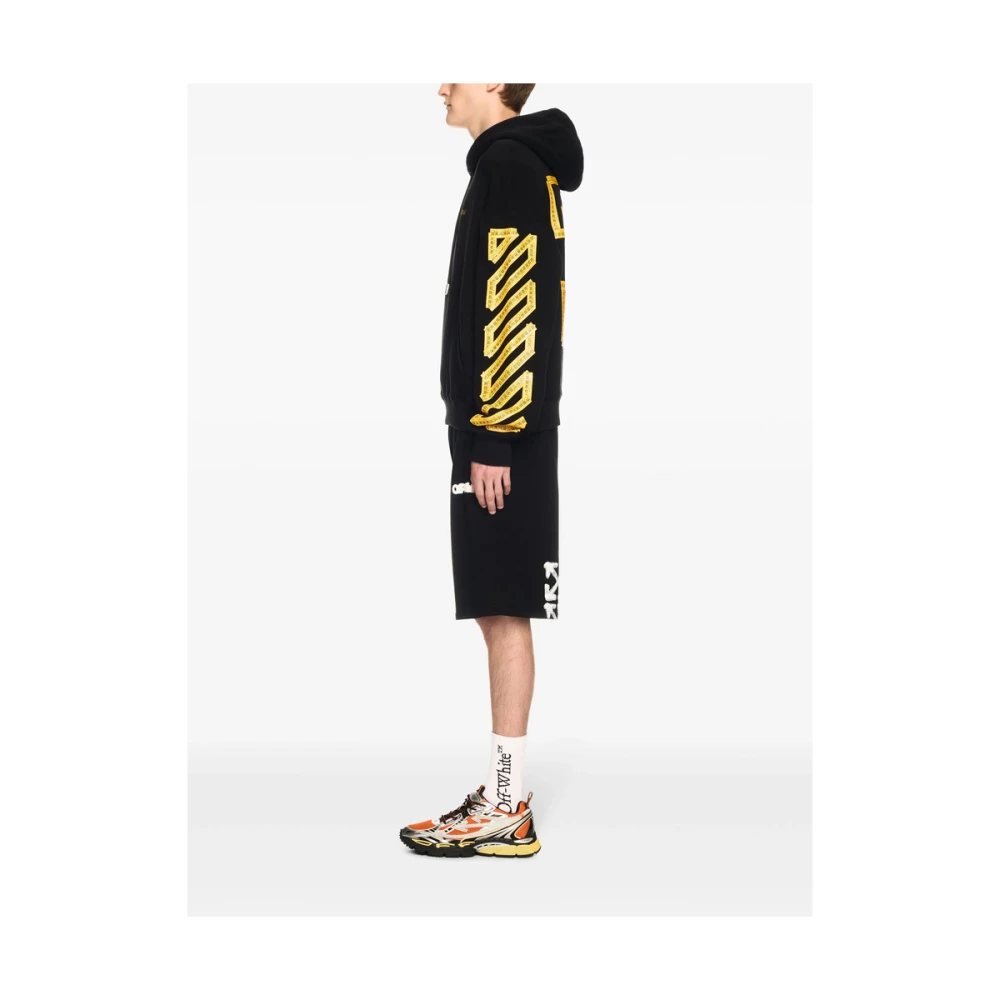 Off White Zwarte hoodie met zak Black Heren