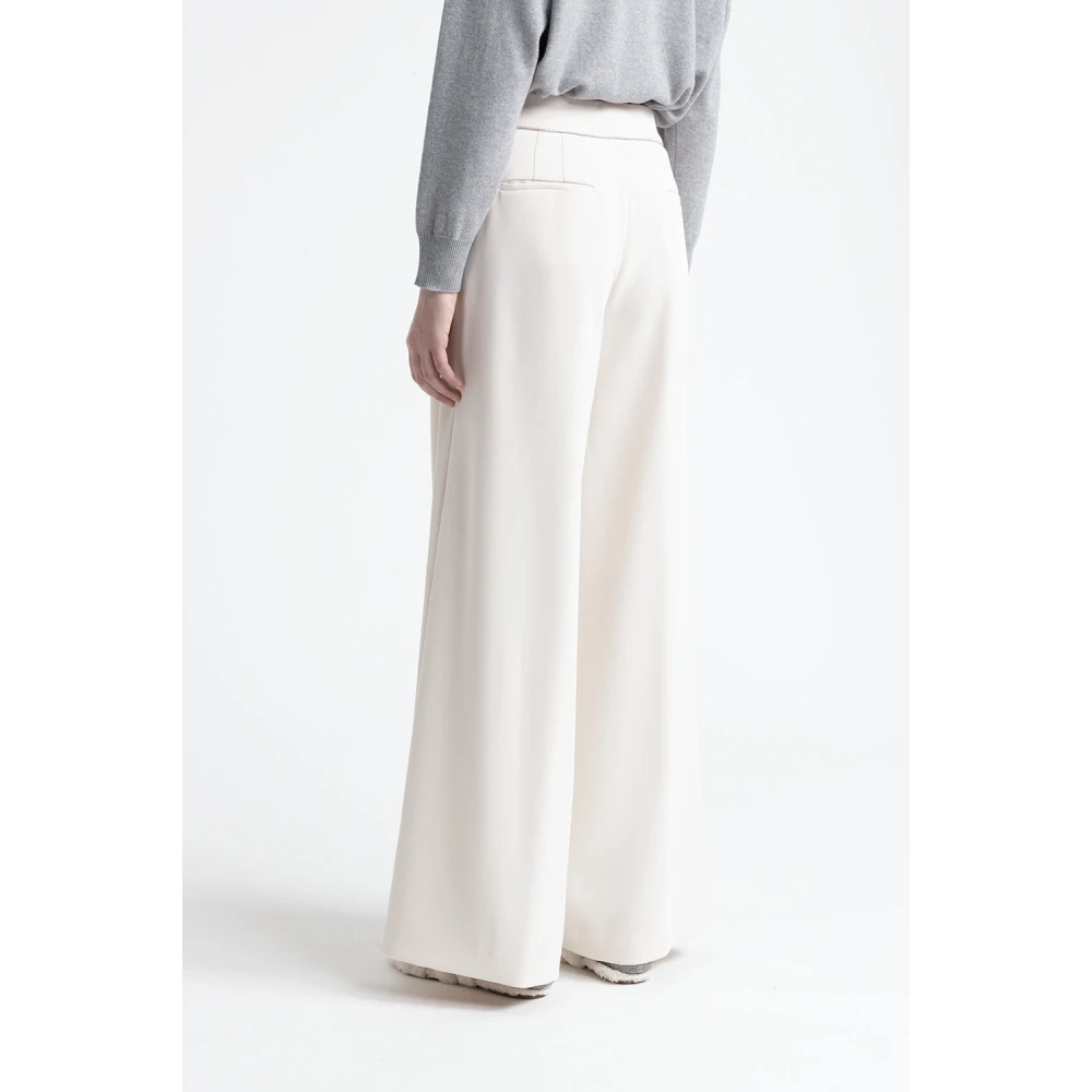 PESERICO Flowing cady crepe palazzo broek Beige Dames