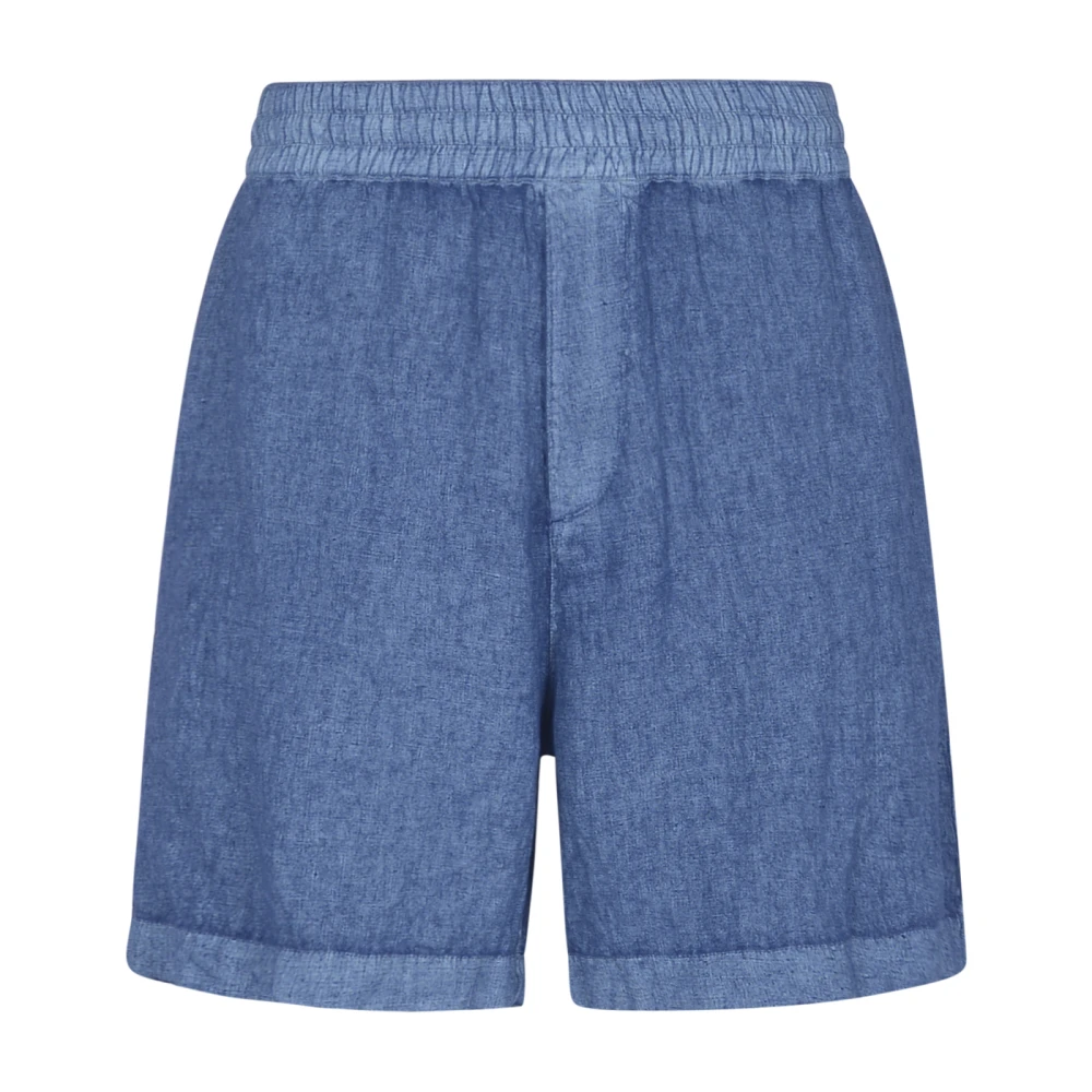 Burberry Linnen shorts met paardenborduursel Blue Heren