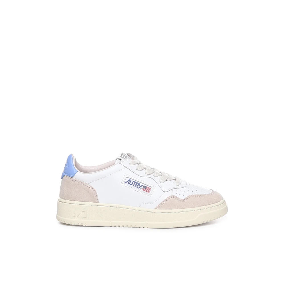 Autry Men's White Sneakers, 3 Uk, Leather Trainers With Contrasting Insert