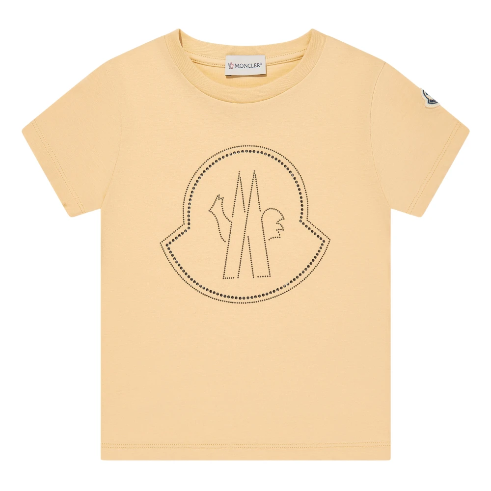 Moncler Girls Yellow Kids Short Sleeve T-Shirts, 6 Y, Logo T-Shirt