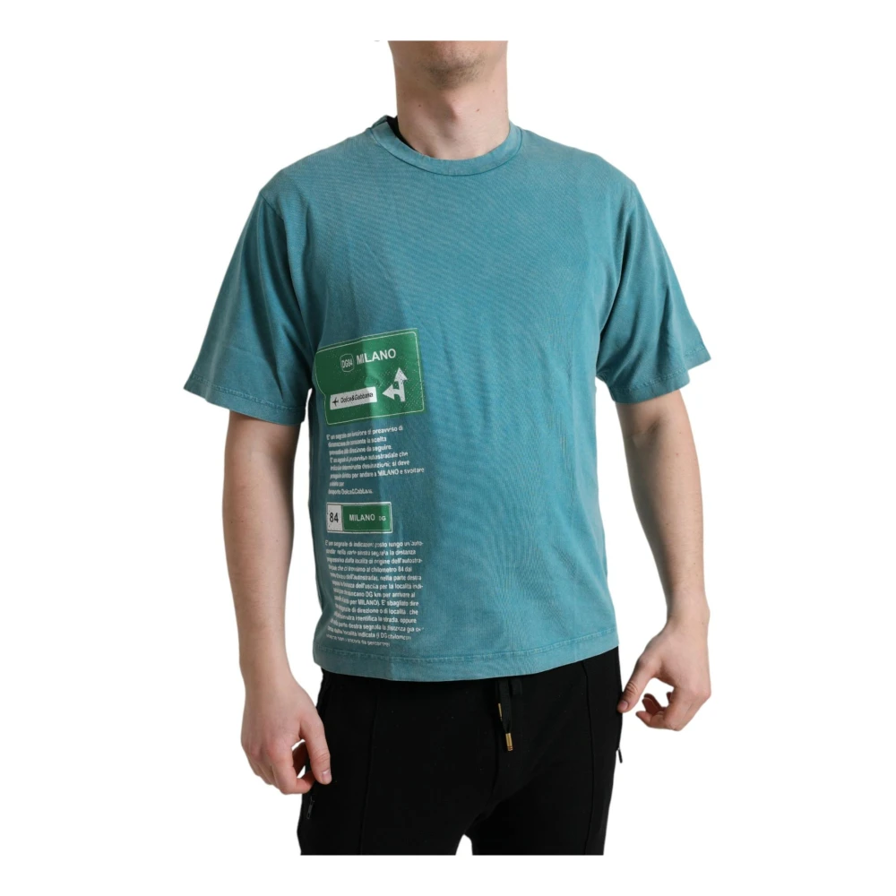 Dolce & Gabbana Men's Blue T-Shirts, Xs, Milano Street Direction T-Shirt