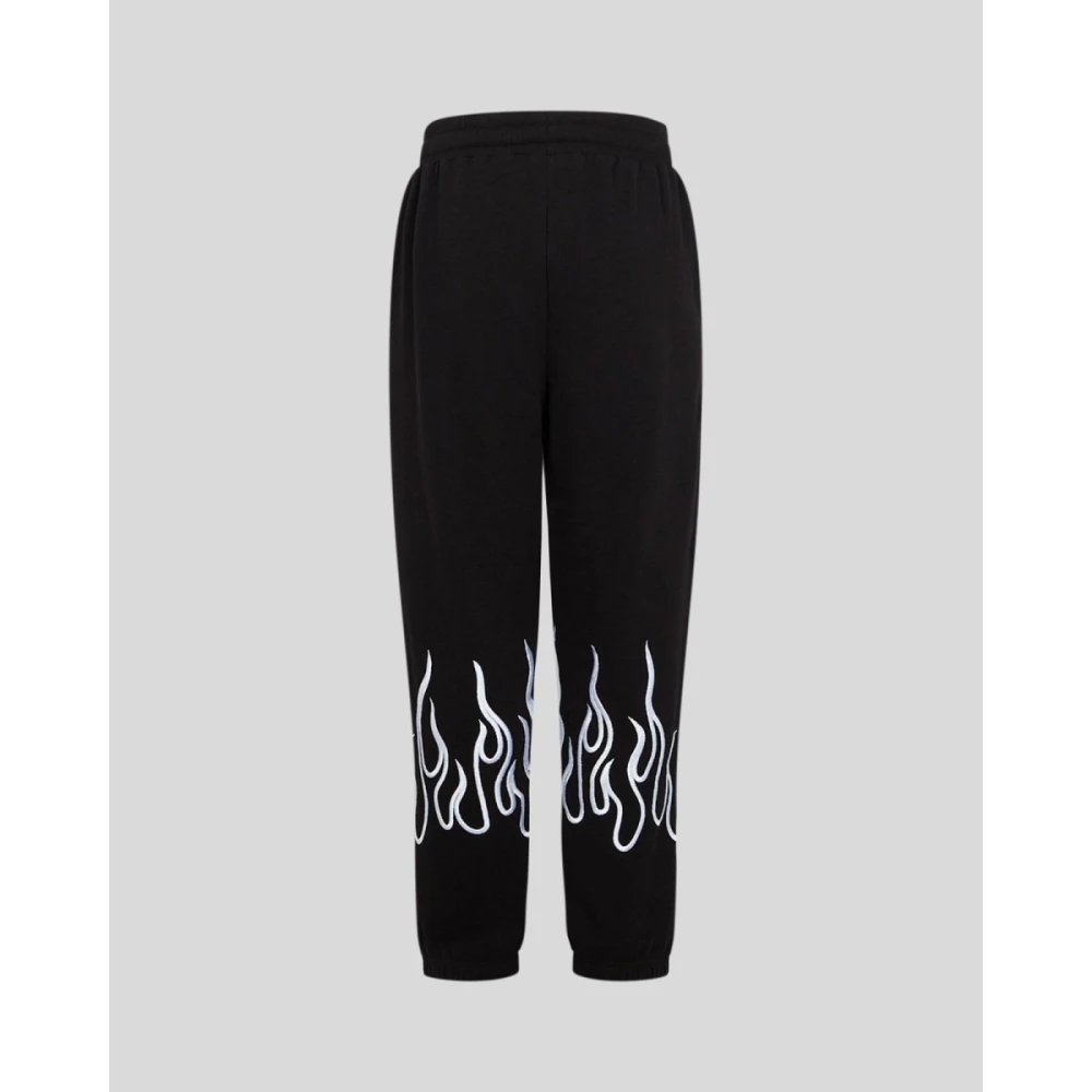 Vision OF Super Zwarte broek met witte geborduurde vlammen Black Heren
