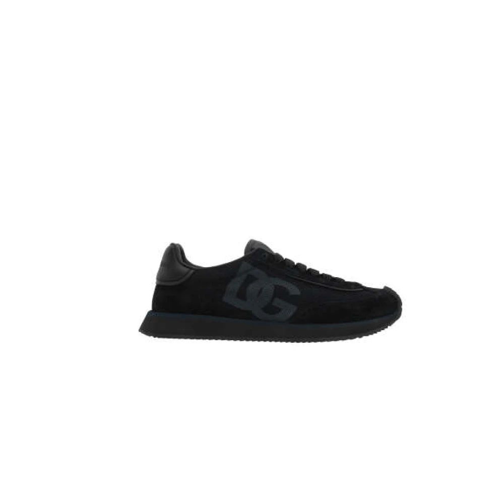 Dolce & Gabbana Svarta Mesh & Mocka Low-Top Sneakers Black, Dam