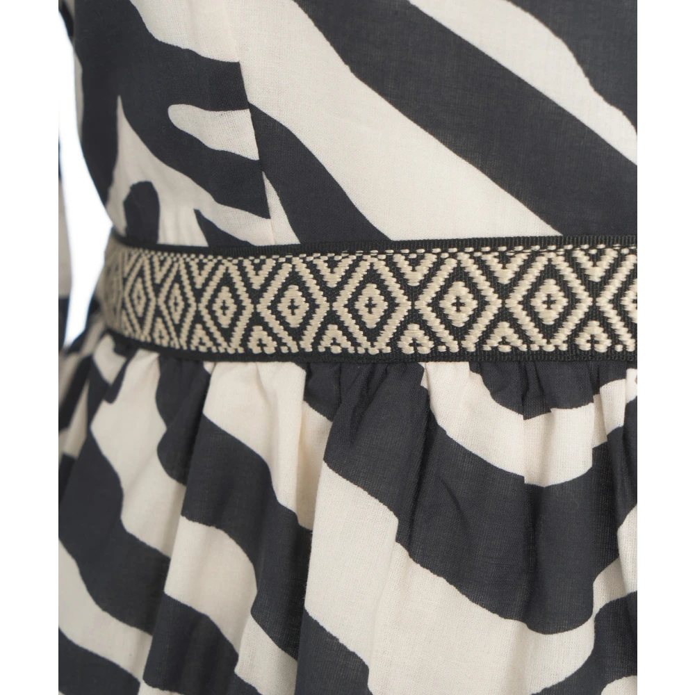 Kaos Beige Animal Print V-Hals Jurk Black Dames