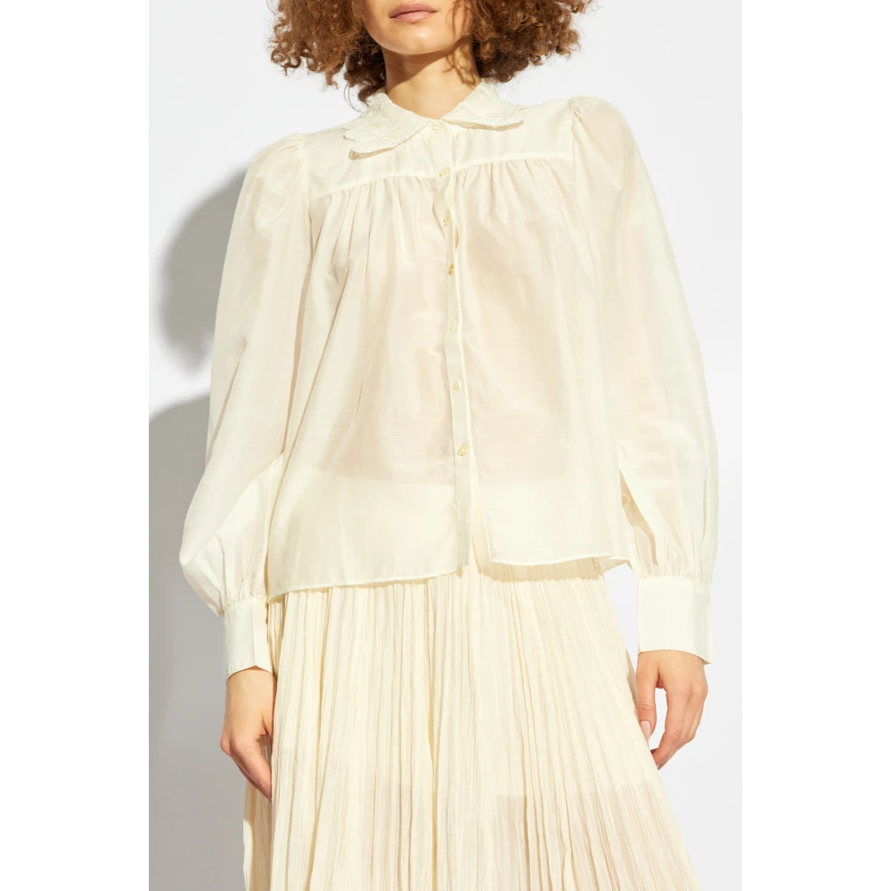Ulla Johnson Shirt met een decoratieve kraag Beige Dames
