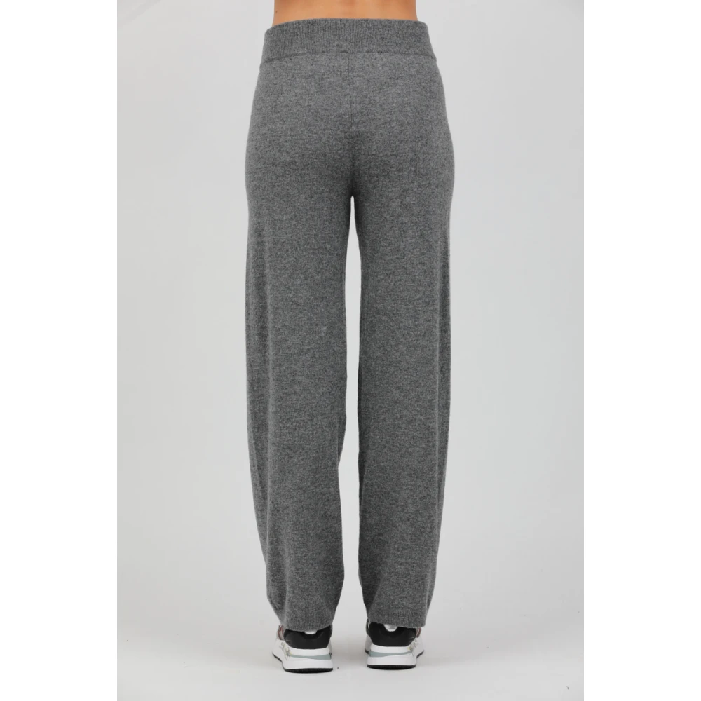 Alpha Studio Tricot broek met elastische tailleband Gray Dames