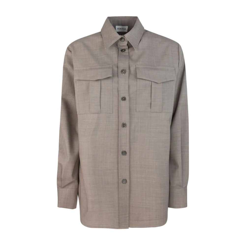 P.a.r.o.s.h. Overhemd met knoopsluiting en zakken Beige Dames