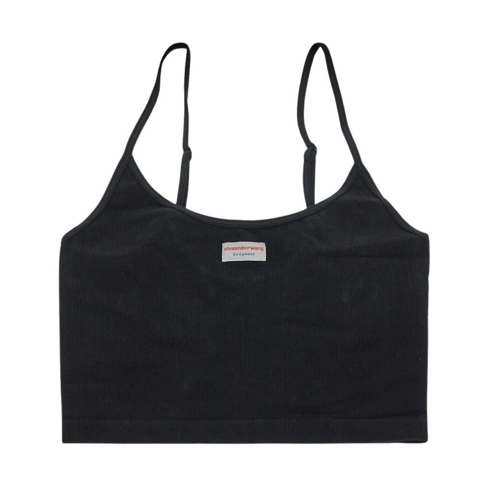 Alexander wang Geribbelde Katoenen Cami Top Black Dames