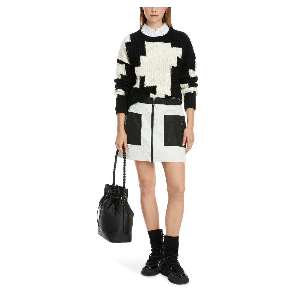 Marc Cain Geruite Wollen Trui Black Dames
