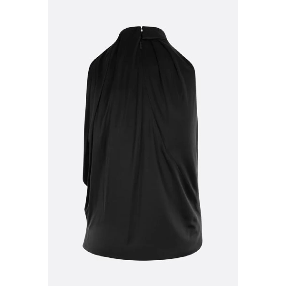 Versace Zwarte mouwloze top met drapering Black Dames