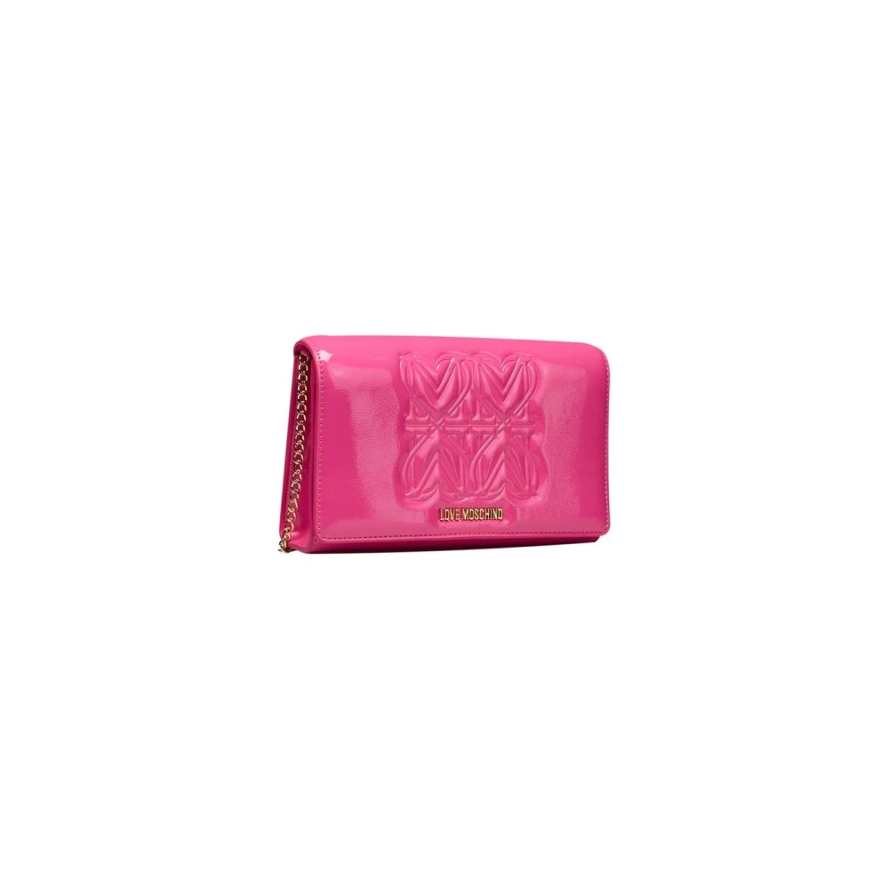 Love Moschino Schoudertas met Ketting en Logo Pink Dames