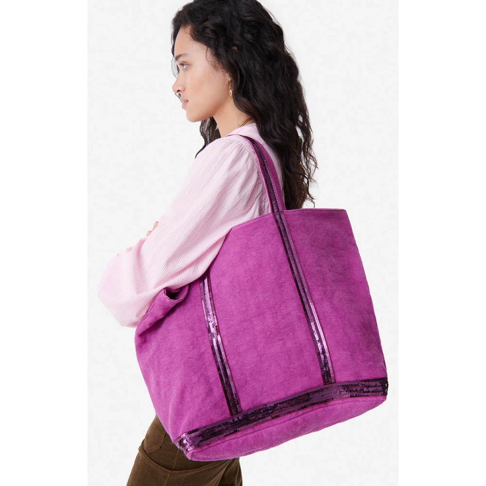 Vanessa Bruno Linnen Tas met Pailletten Pink Dames