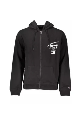 Svart bomulls sweatshirt med dragkedja
