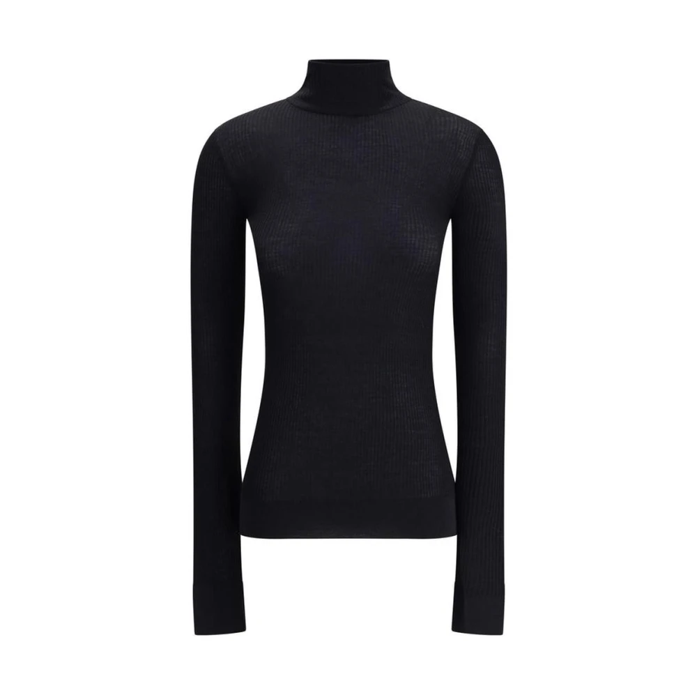 Lemaire Svart Wool Knit Long Sleeve Top