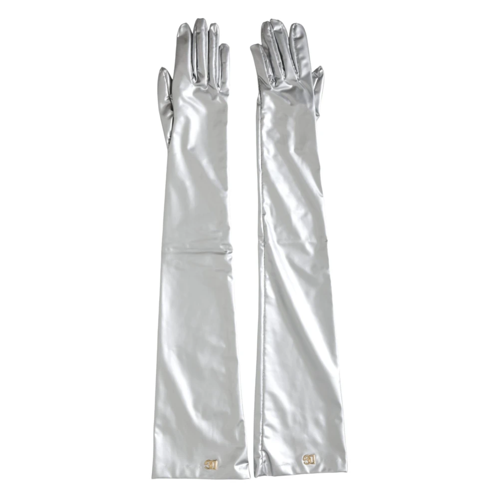Dolce & Gabbana Elegante ellebooglengte spandex handschoenen Gray Dames