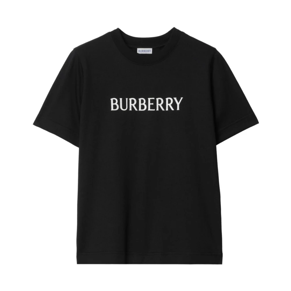 Burberry Women's Black T-Shirts, L, Logo Cotton T-Shirt