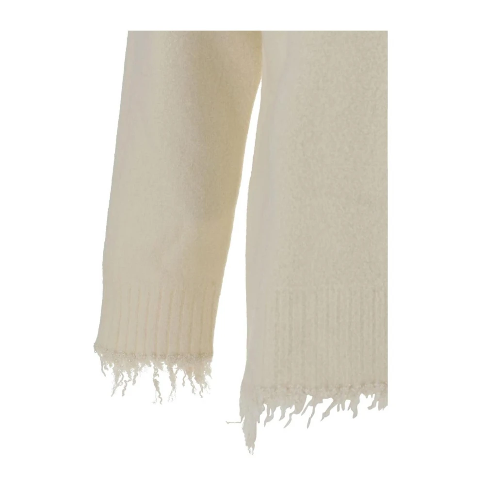 Jil Sander Geribbelde wollen trui met rafelige details White Heren