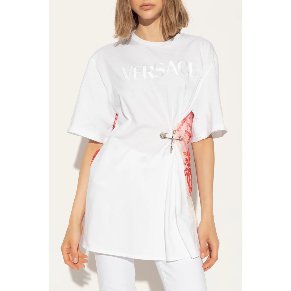 Versace T-shirt met Barocco Sea patroon White Dames