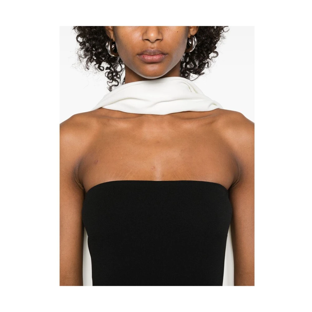 Solace London Zwarte Column Jurk met Sjaal Detail Black Dames