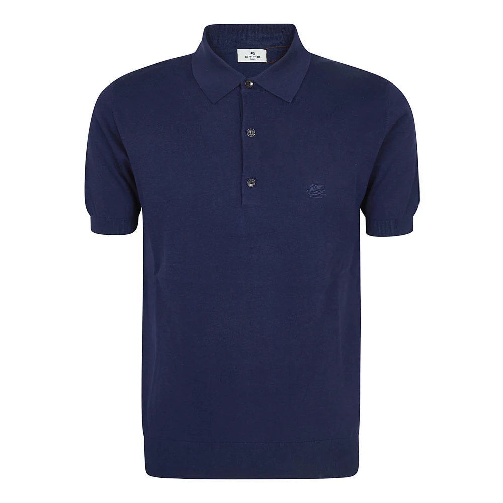 Etro Men's Blue Knitted Polo S/S - Polo Shirts - S - Tops