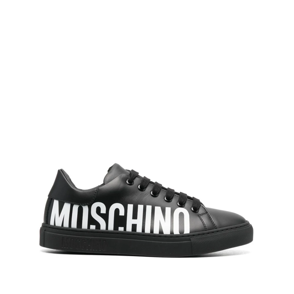 Moschino Zwarte Side-Logo Lage Sneakers Black Dames