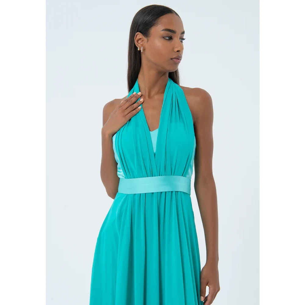 Fracomina Turquoise Zomerjurk Dames Mode Blue Dames