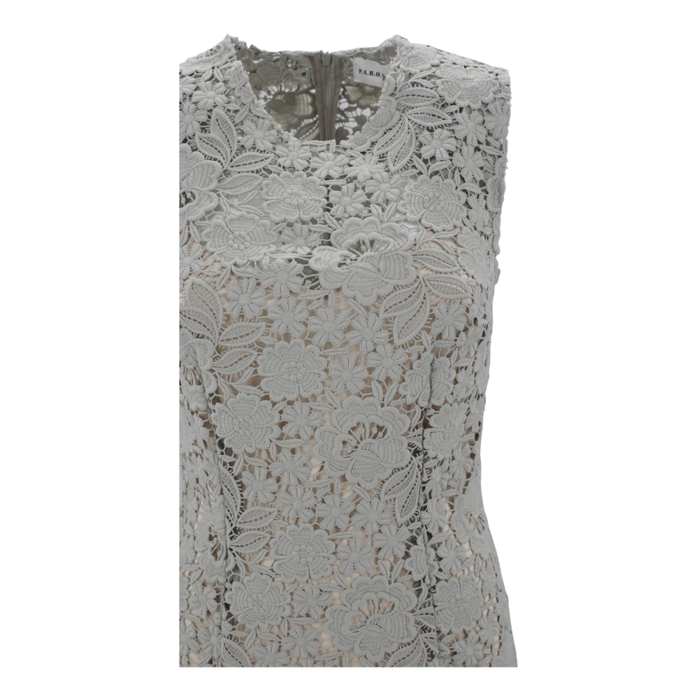 P.a.r.o.s.h. Lange katoenen jurk met knoopsluiting achteraan White Dames