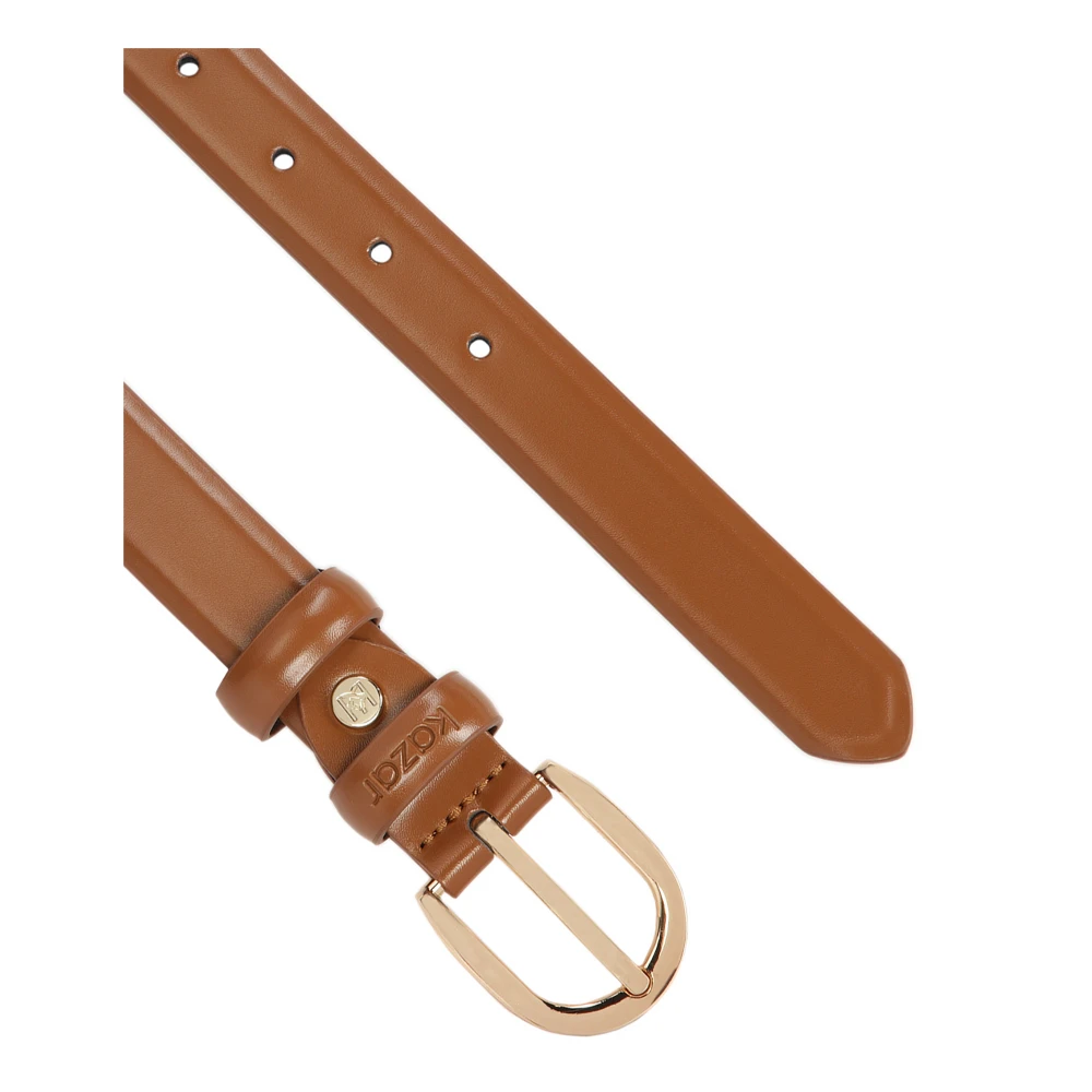Kazar Klassieke smalle riem van glad leer Brown Dames