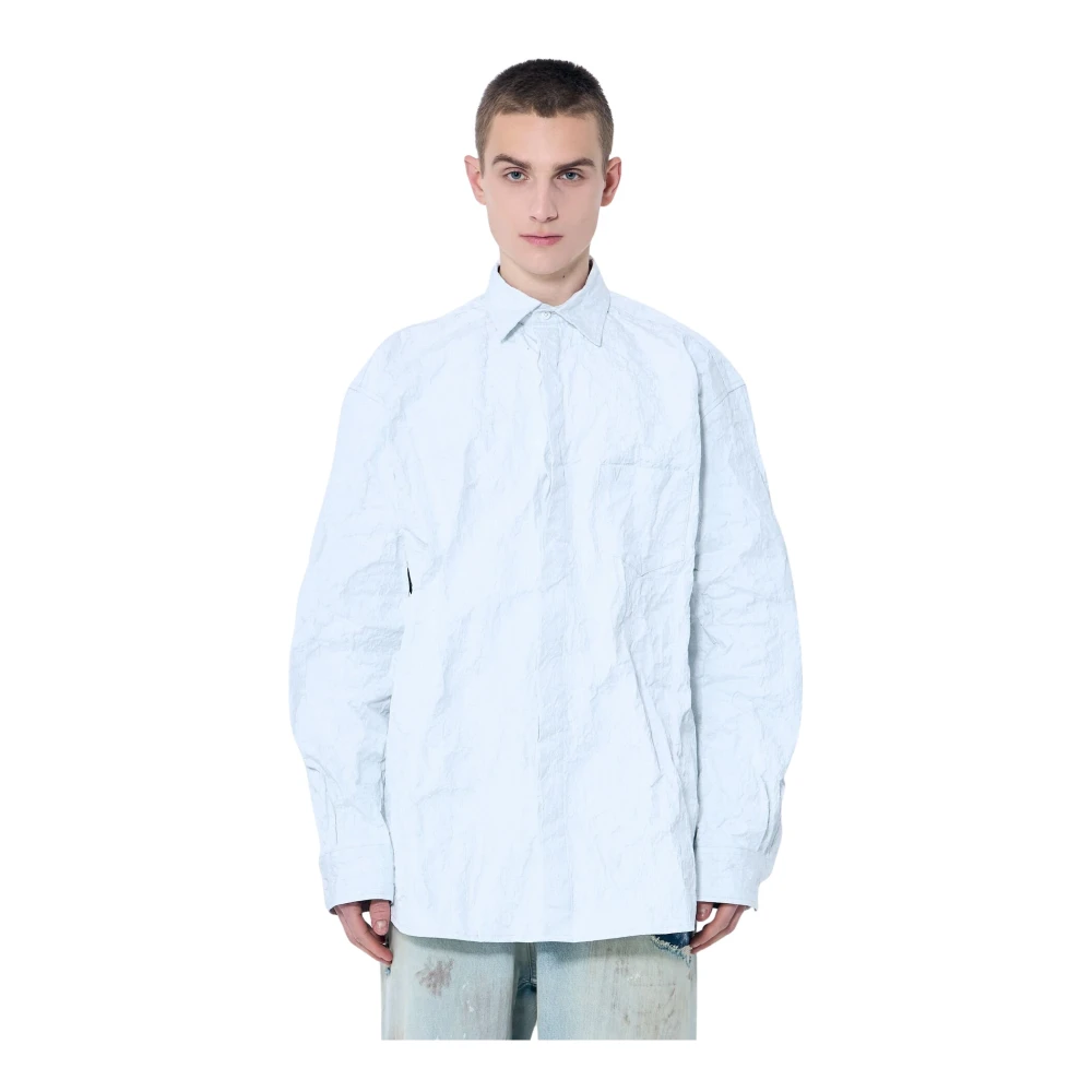 Vetements Metallic Gerimpeld Overhemd White Heren