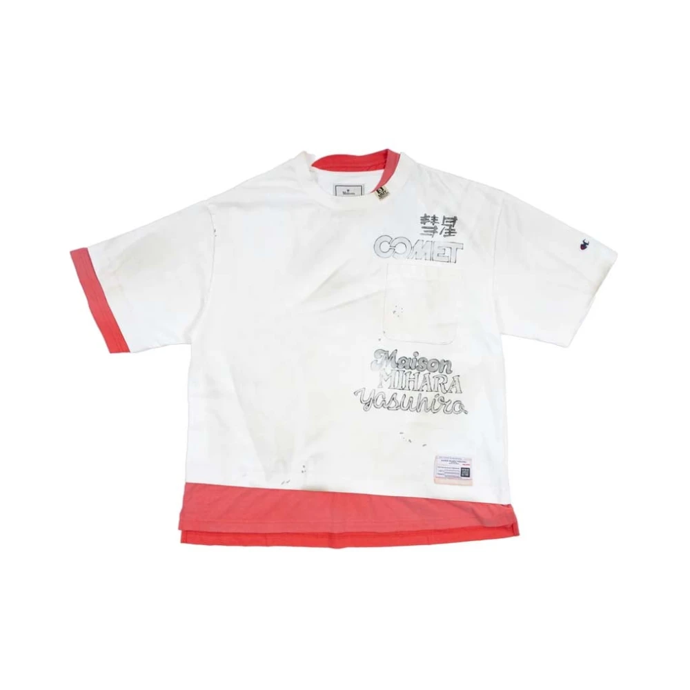 Mihara Yasuhiro Wit Logo Print Katoenen T-shirt White Heren
