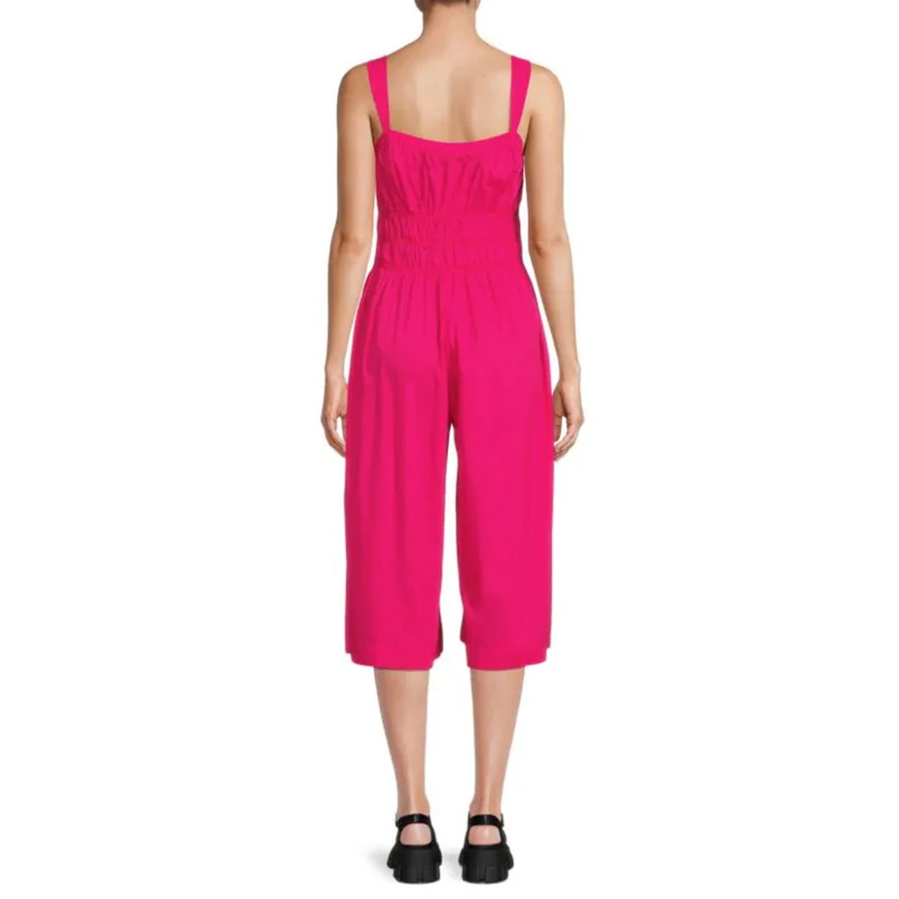 pinko Katoenen jumpsuit met elastisch lijfje Pink Dames