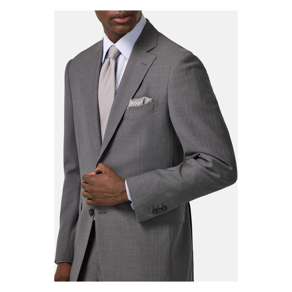 Boggi Milano Pinstripe Pure Wool Pak Gray Heren