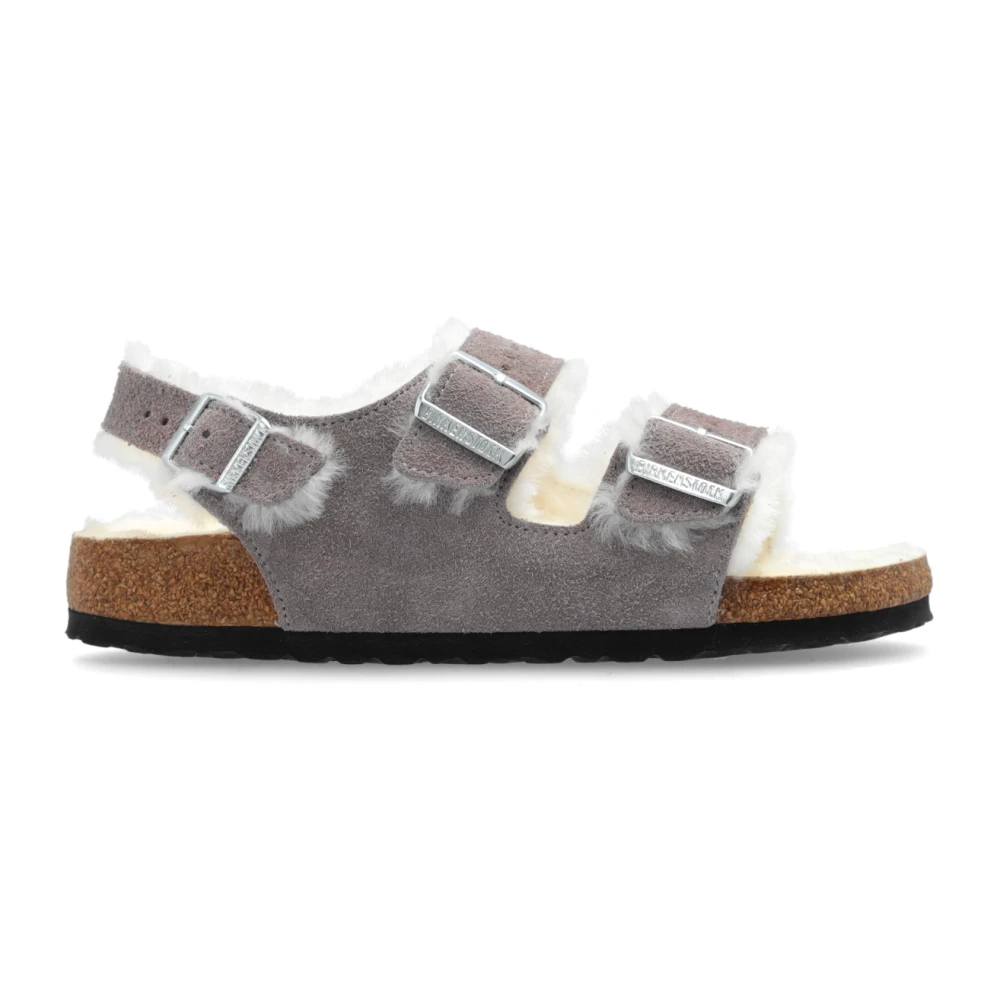 Birkenstock Suede Sandaler `Milano` Gray, Dam