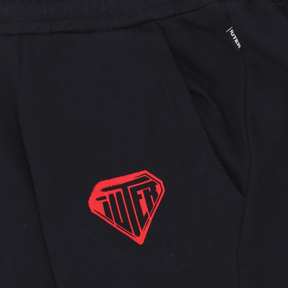 Iuter Zwarte Fleece Sweatpants met Elastische Taille Black Heren