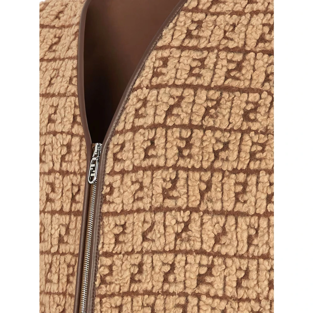 Fendi Beige Wol Kasjmier Vest Aw23 Beige Heren
